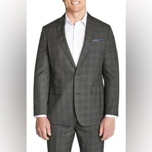 Johnny Bigg Gray Milan 2 Button Plaid Suit Jacket 46R NEW